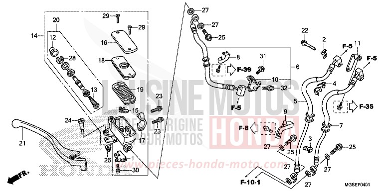 MAITRE-CYLINDRE FREIN AV. (NC700SA/SD) von NC700S Schaltgetriebe PEARL SUNBEAM WHITE (NHA66) von 2013